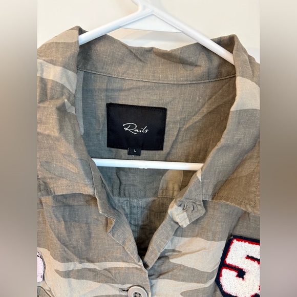 Rails Olive Camouflage Military Inspired Button Down Shirt - Picture 5 of 7